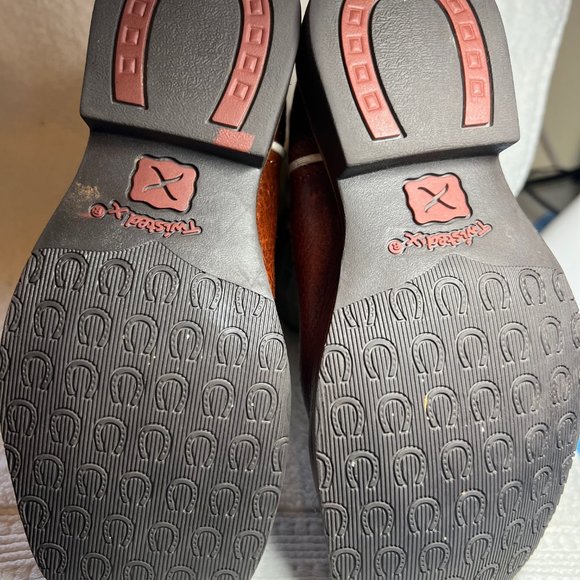 Twisted X Brown & Green Cross  Leather Cowboy Boots-Pull on-Embroidered- - Picture 6 of 12